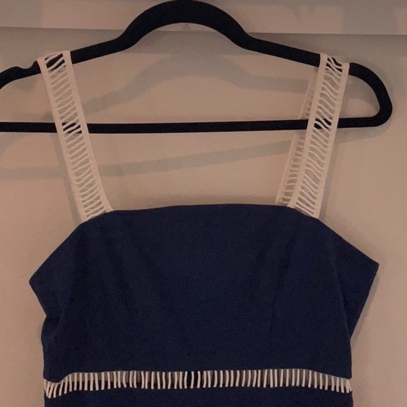 STAUD A-line Mermaid Dress, Blue and White, Size 8 - Picture 3 of 5